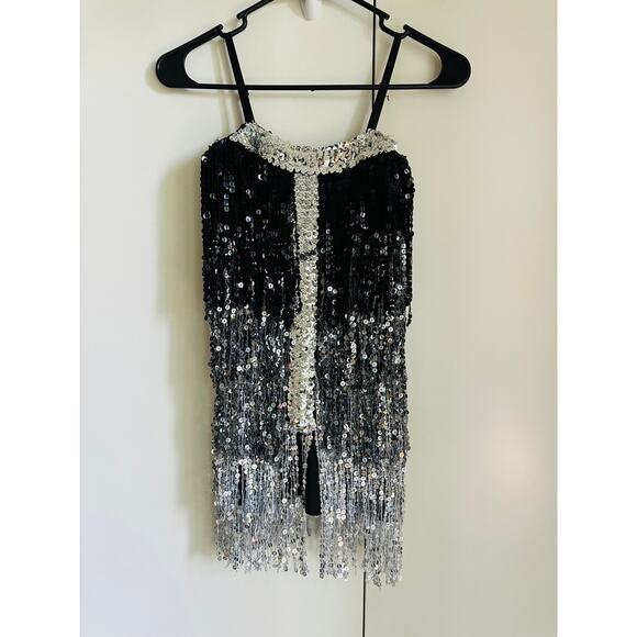 Vintage Womens Showgirl SequinTop  Size Small/4 Silver/Black Bodysuit - Picture 4 of 6